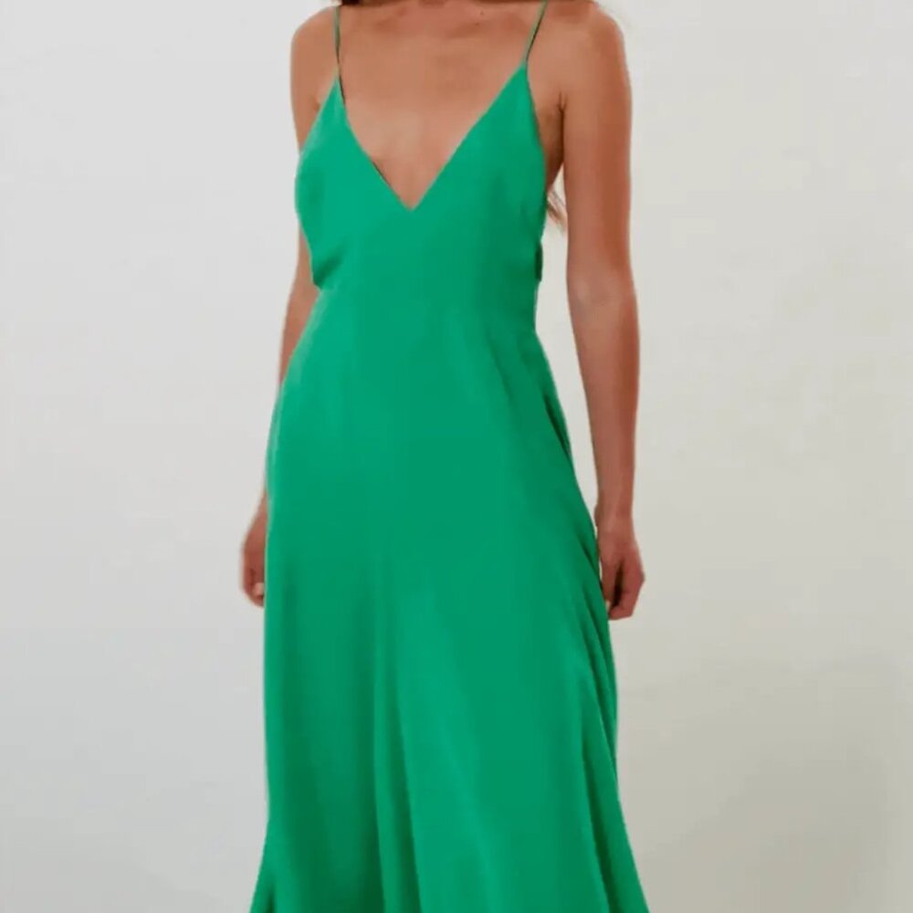 Kiki de Montparnasse Green Georgette Midi Dress M